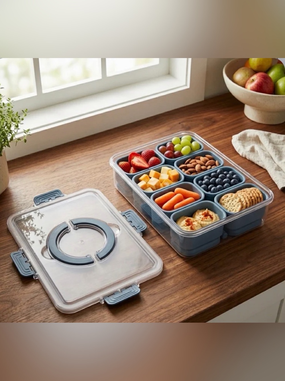 CWC Cook With Color On-The-Go Snackle Box 8 Compartment Travel Snack Container - Picture 2 of 9